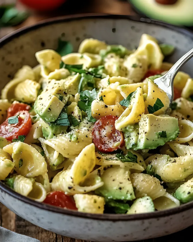 BEST Creamy Avocado Pasta Salad Recipe