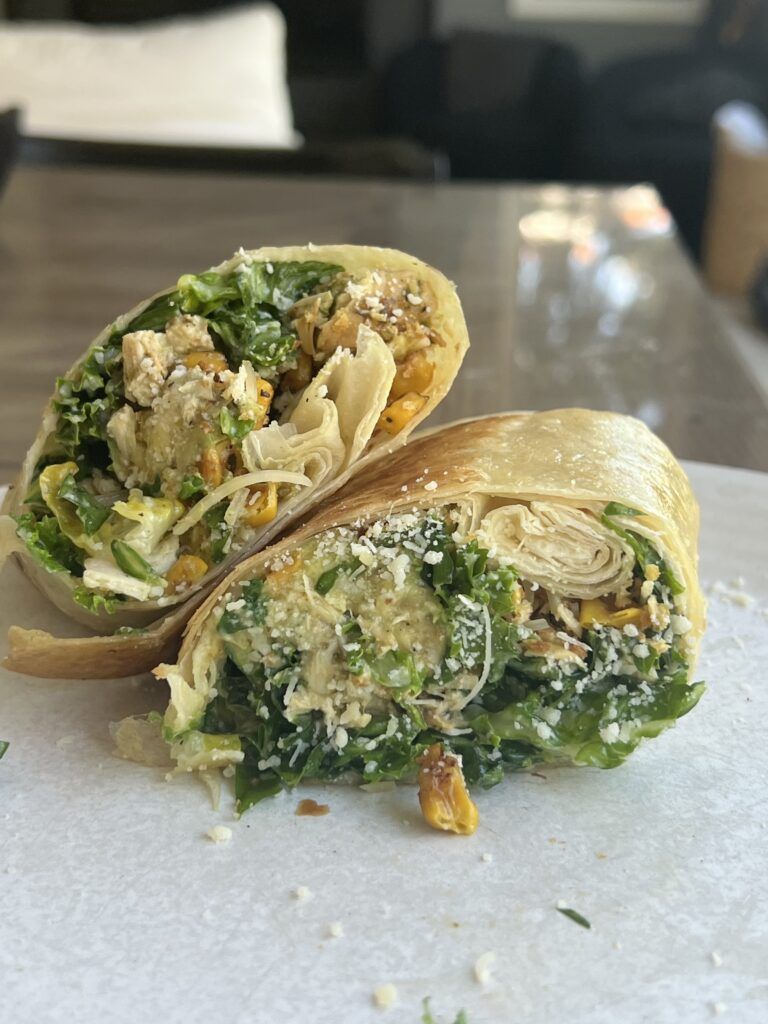 Chicken Caesar Wrap Recipe with Avocado and Roasted Corn