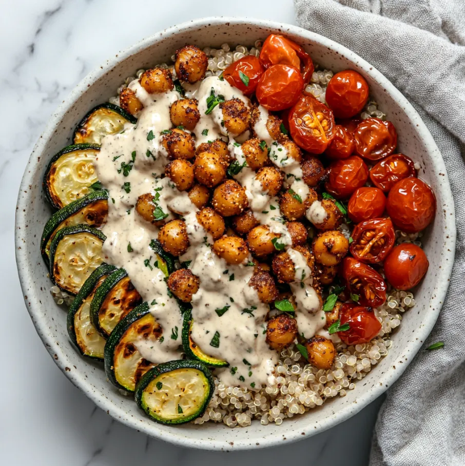 Roasted Chickpea & Veggie Bowls with Green Tahini Sauce: Vibrant Vegan Recipe Ideas