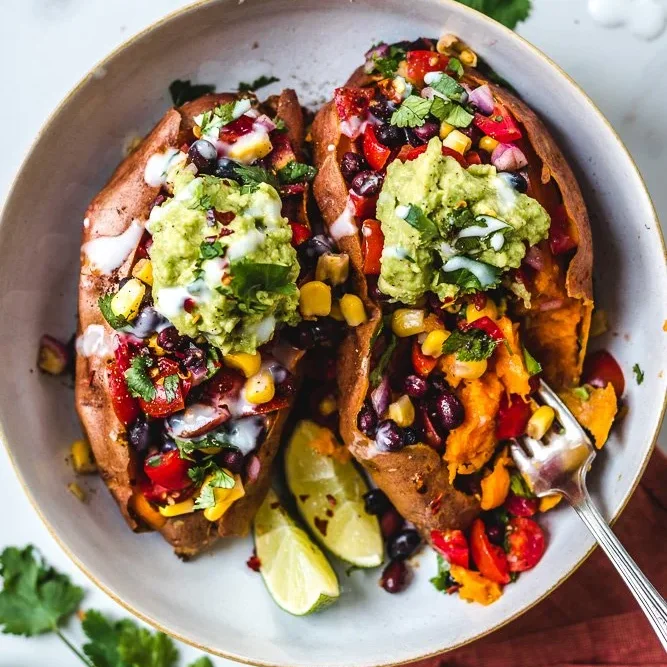 Black Bean Stuffed Sweet Potatoes Vegan Recipe Idea