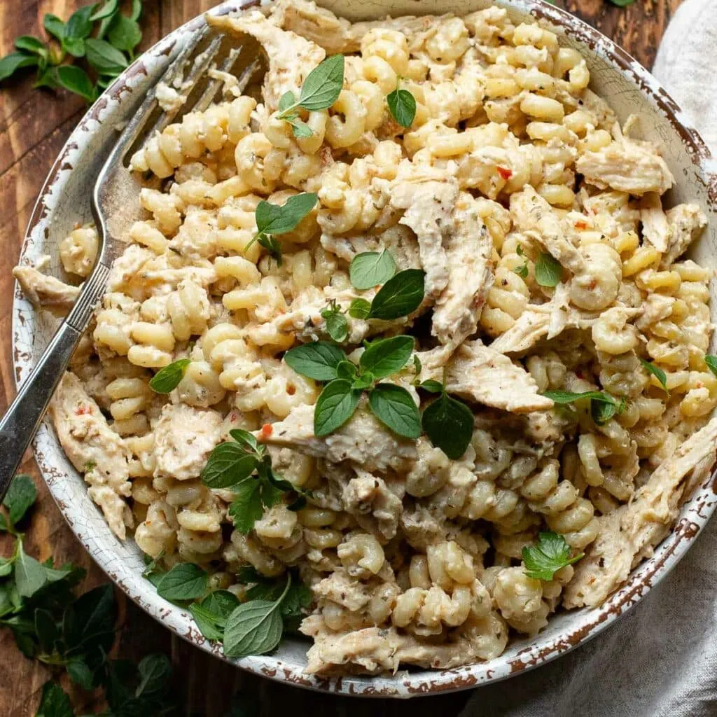 Easy Crockpot Garlic Parmesan Chicken Pasta Recipe