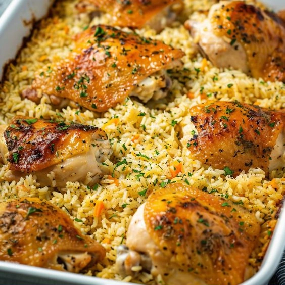 Oven Baked Chicken and Rice – A Dinner Recipes Easy.