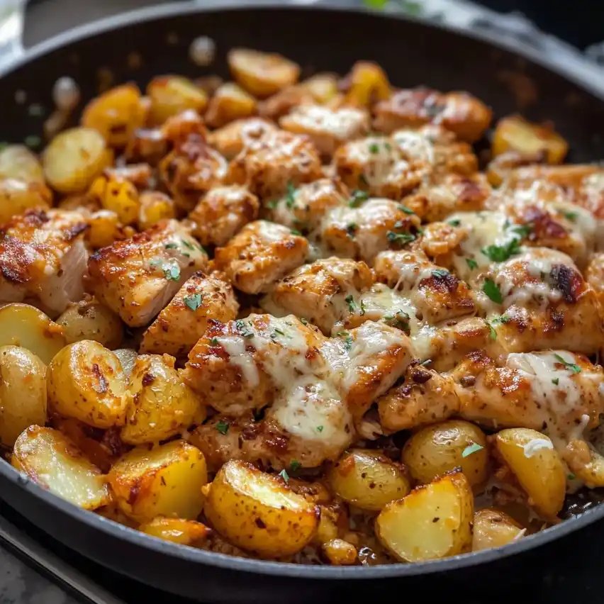 Try this dinner recipes easy With Garlic Parmesan Chicken and Potatoes recipe! A one-pan wonder perfect for busy nights.