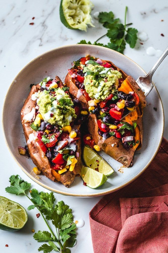 Black Bean Stuffed Sweet Potatoes Vegan Recipe Idea